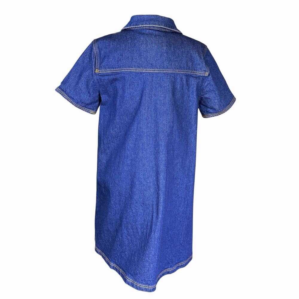 Loft Womens Denim Dress Shift Blue M S/S Western Cowgirl Country Pockets Casual - Picture 5 of 12